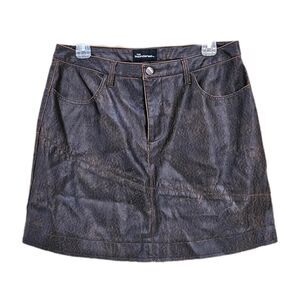 90s y2k grunge indie sleaze dark brown faux leather mini skirt